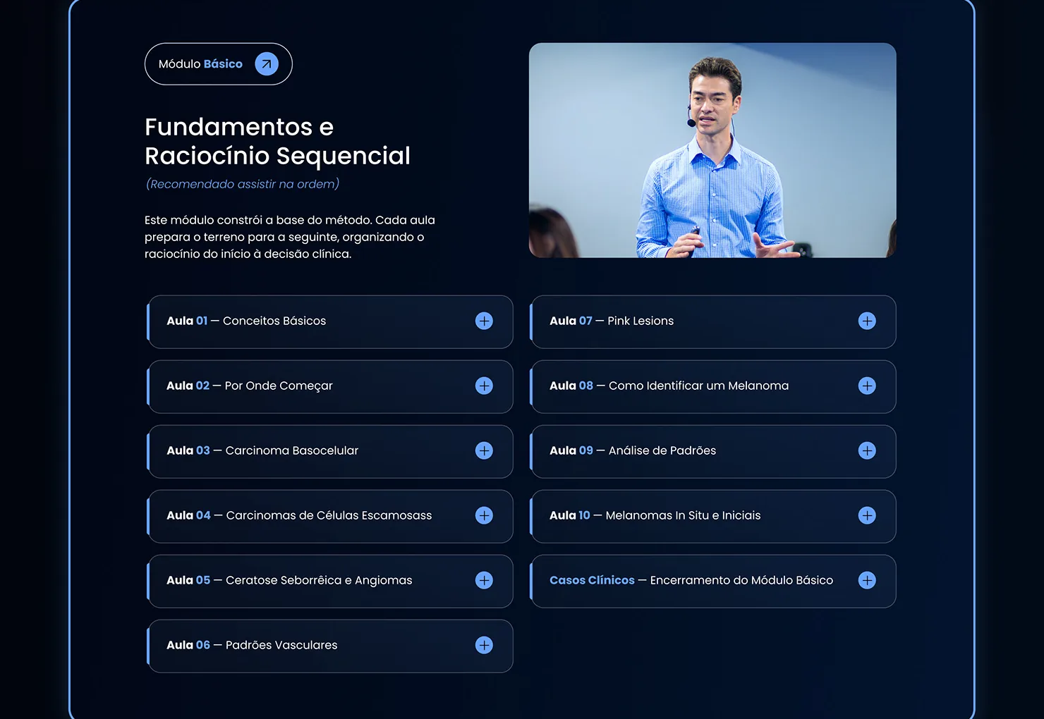 Dr. Guilherme Gadens: O conteúdo aula por aula, para o médico avaliar o curso em poucos minutos.
